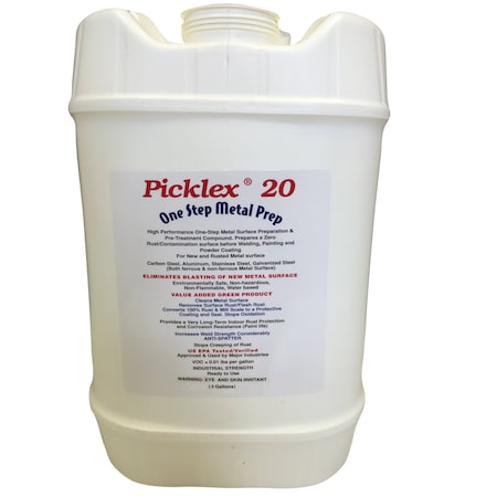 Picklex 20 One Step Metal Prep. One Step Metal Surface Preparation, Indoor Rust Protection, Welding & Painting/Top coat 5 gal PIC 501